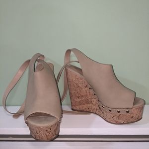 Never worn nude/cork wedges
